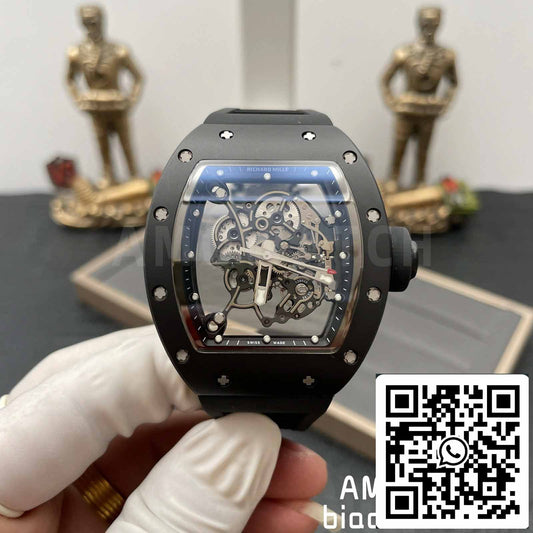 BBR 팩토리 [V3] RICHARD MILLE RM055 RM-055 블랙 세라믹 Case 블랙 러버 스트랩