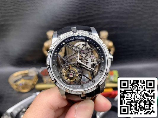 Roger Dubuis Excalibur RDDBEX0393 Silver Case 1:1 Best 에디션 BBR 팩토리 V3 투르비용 Skeleton Dial