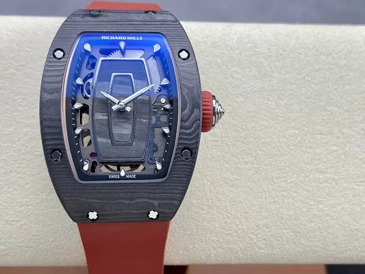 Richard Mille RM 07 RM007 Carbon NTPT Case 1:1 Best 에디션 G+ 팩토리 Red Strap