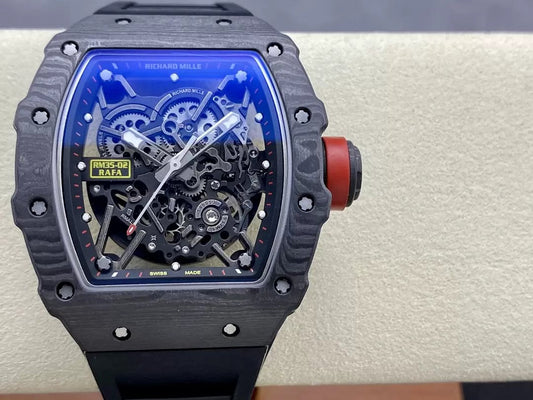 Richard Mille RM035-02 G+ 팩토리 RM3502 Carbon NTPT 블랙 러버 스트랩