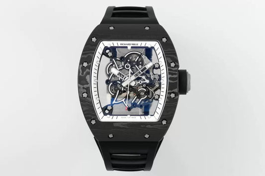 RICHARD MILLE RM055 ZF 2024 1:1 Best 에디션 Carbon Fiber Case 화이트 다이얼