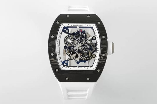 RICHARD MILLE RM055 ZF 2024 1:1 Best 에디션 Carbon Fiber Case 화이트 Strap
