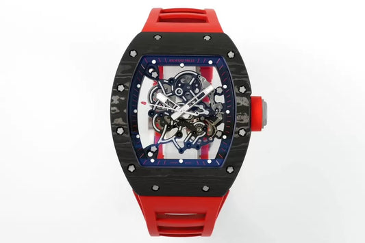 RICHARD MILLE RM055 ZF 2024 1:1 Best 에디션 Carbon Fiber Case Red Strap