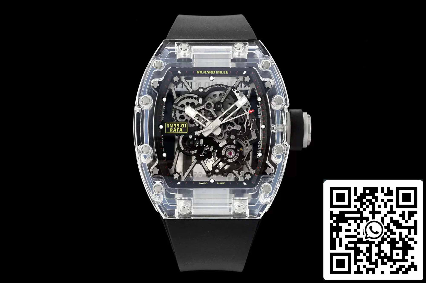 Richard Mille RM35-01 Sonic 팩토리 1:1 Best 에디션 Saphire case 블랙 러버 스트랩