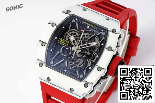Richard Mille RM35-01 Sonic 팩토리 1:1 Best 에디션 화이트 Carbon NTPT Red 러버 스트랩