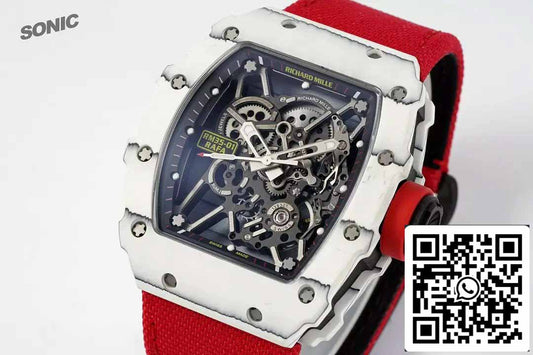 Richard Mille RM35-01 Sonic 팩토리 1:1 Best 에디션 화이트 Carbon NTPT Red Velcro Strap