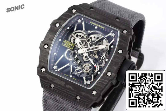Richard Mille RM35-01 Sonic 팩토리 1:1 Best 에디션 화이트 Carbon NTPT 그레이 Velcro Strap