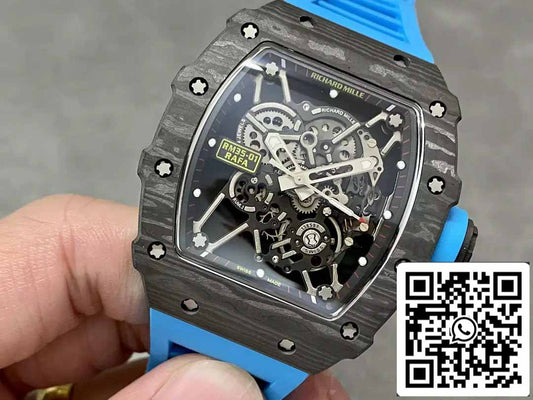 Richard Mille RM35-01 Sonic 팩토리 1:1 Best 에디션 블랙 Carbon NTPT 블루 러버 스트랩