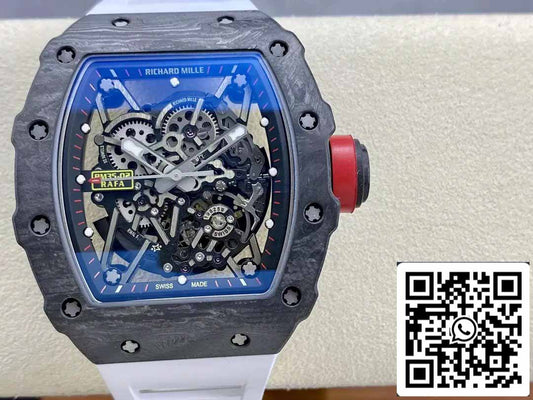 Richard Mille RM035-02 T+ 팩토리 1:1 Best 에디션 Carbon Fiber Case 화이트 러버 스트랩