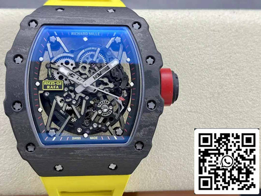 Richard Mille RM035-02 T+ 팩토리 1:1 Best 에디션 Carbon Fiber Case Yellow 러버 스트랩 ao chép)