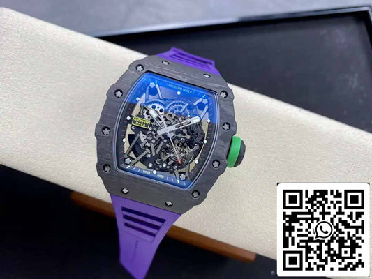 Richard Mille RM035-02 T+ 팩토리 1:1 Best 에디션 Carbon Fiber Case Purple 러버 스트랩