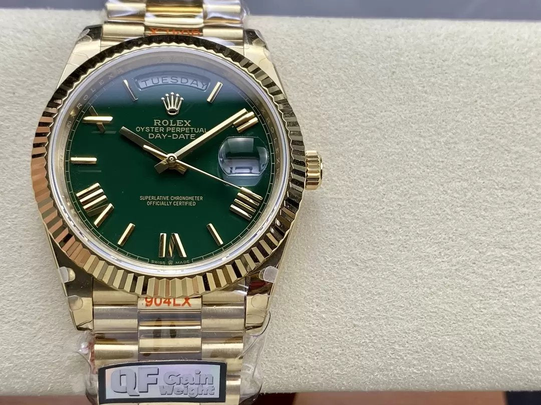 롤렉스 Day Date m228238 V5 40mm QF 팩토리 1:1 Best 에디션 그린 다이얼 Bezel