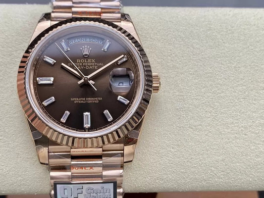 롤렉스 Day Date M228235-0003 V5 40mm QF 팩토리 1:1 Best 에디션 Chocolate Dial Bezel