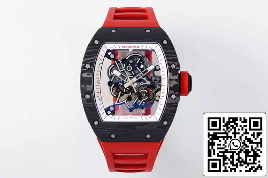RICHARD MILLE RM055 ZF 2024 1:1 Best 에디션 Carbon Fiber Case Red Strap and Knob