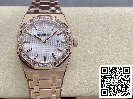 오데마 피게 67651 Quartz 33mm 1:1 Best 에디션 ZF 팩토리 화이트 다이얼 로즈 골드 Diamond