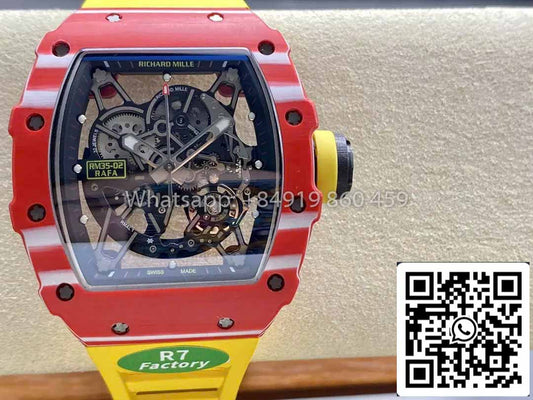 Richard Mille RM035-02 1:1 Best Clone R7 팩토리 Red Carbon Case Yellow Strap