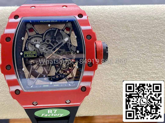 Richard Mille RM035-02 1:1 Best Clone R7 팩토리 Red Carbon Case 블랙 Strap