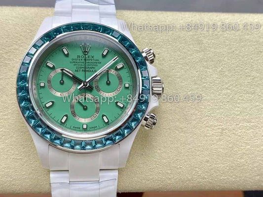 AET REMOULD تم تصميمه بواسطة رولكس دايتونا "Biscay 그린" Bezel Stone 1:1 Best Clone