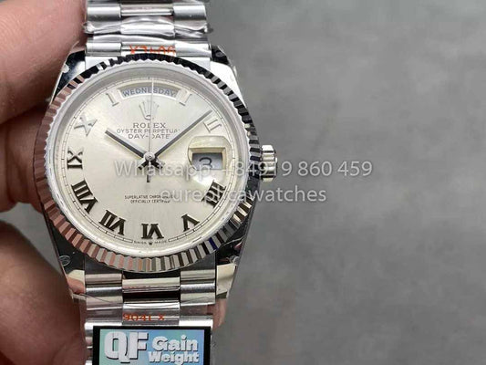 롤렉스 Day Date 128239 QF 팩토리 1:1 Best Clone Silver Numeral Dial
