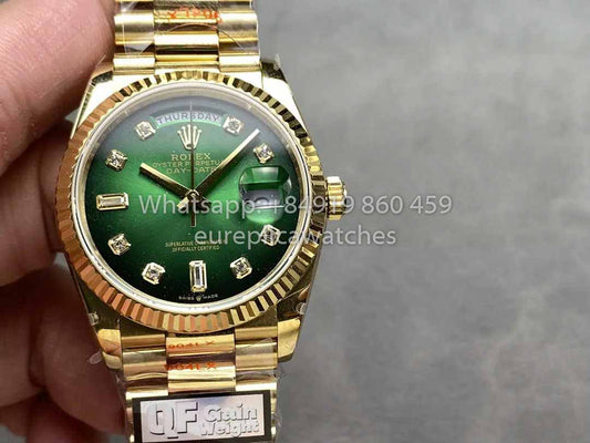 롤렉스 Day Date 128238-0069 QF 팩토리 1:1 Best Clone 그린 Diamond Dial