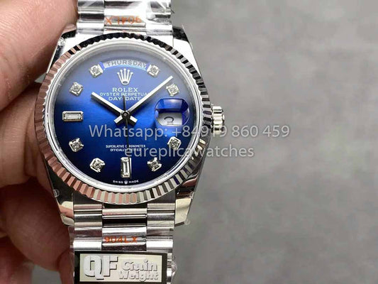 롤렉스 Day Date M128239-0023 128239-0023 QF 팩토리 1:1 Best Clone 블루 Diamond Dial