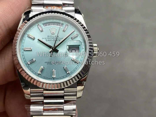 롤렉스 Day Date M128236 QF 팩토리 1:1 Best Clone Ice 블루 다이얼 36mm
