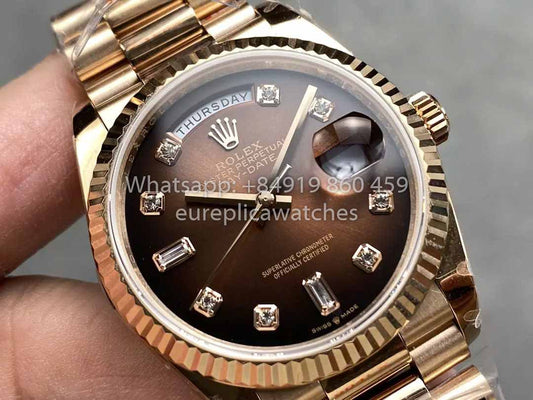 롤렉스 Day Date M128235-0037 ombre Dialmond Dial QF 팩토리 1:1 Best Clone 로즈 골드 36