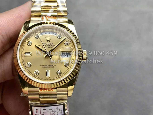 롤렉스 Day Date M128238-0008 - 128238-0008 Diamond Dial QF 팩토리 1:1 Best Clone 36mm