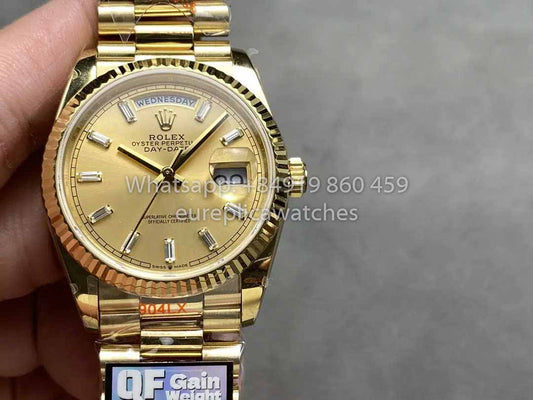 롤렉스 Day Date M128238 옐로 골드 Diamond Dial QF 팩토리 1:1 Best Clone 36mm