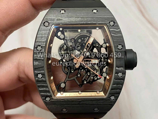RICHARD MILLE RM055 Carbon Fiber Case 1:1 Best 에디션 RM 팩토리 newest 2024 로즈 골드 Dial