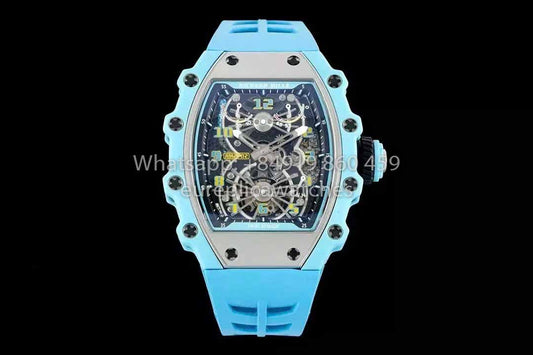 Richard Mille RM21-01 블루 Tiffany 투르비용 Watch 1:1 best Clone RM 팩토리
