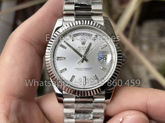 롤렉스 화이트 Gold Day Date 40 228236-0002 إطار بلاتيني مخدد 1:1 Best Clone KF 팩토리 215 جرام