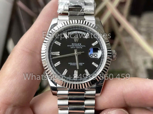 롤렉스 화이트 Gold Day Date 40 228239-0004 Fluted Bezel 1:1 Best Clone KF 팩토리 215 Gram