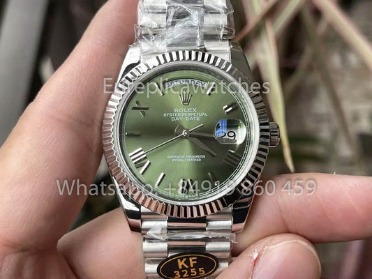 롤렉스 화이트 Gold Day Date 40 228239-0033 Fluted Bezel 1:1 Best Clone KF 팩토리 215 Gram