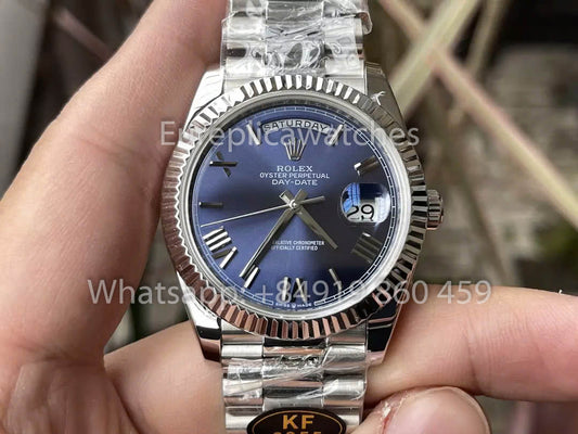 롤렉스 화이트 Gold Day Date 40 228239-007 Fluted Bezel 1:1 Best Clone KF 팩토리 215 Gram