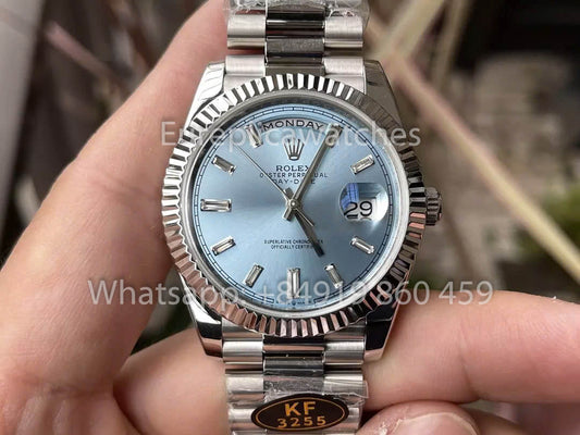 롤렉스 화이트 Gold Day Date 40 228236-0006 Fluted Bezel 1:1 Best Clone KF 팩토리 215 Gram