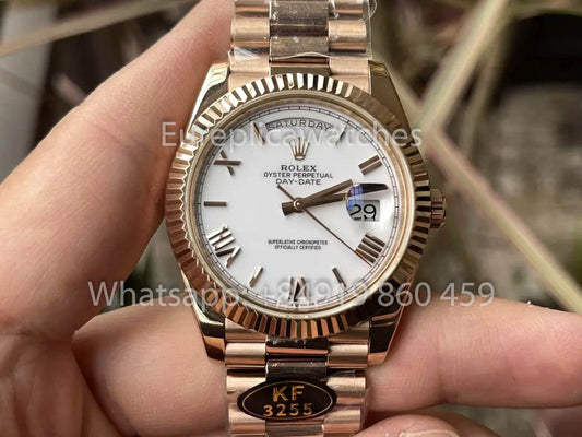 롤렉스 Everose Gold Day Date 40 228235-0032 화이트 다이얼 1:1 Best Clone KF 팩토리 215 جرام