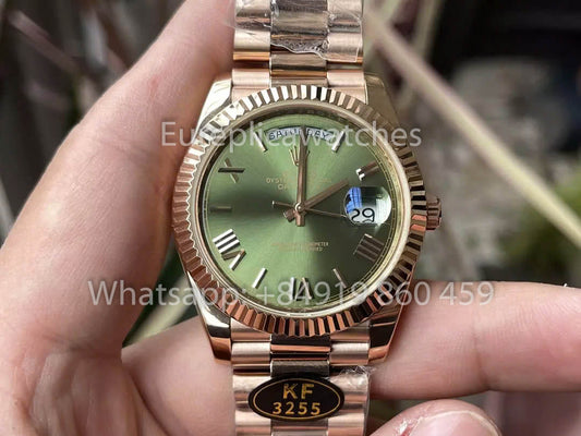 롤렉스 Everose Gold Day Date 40 228235-0025 그린 다이얼 1:1 Best Clone KF 팩토리 215 جرام