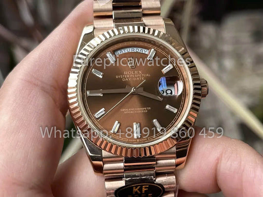 롤렉스 Everose Gold Day Date 40 228235-003 قرص الشوكولاتة 1:1 Best Clone KF 팩토리 215 جرام
