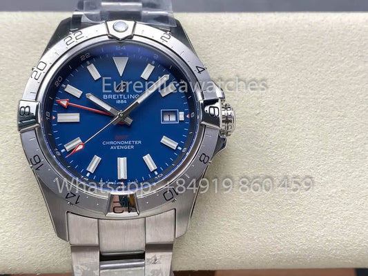 Breitling Avenger 오토매틱 GMT 44 BLS 팩토리 1:1 Best Clone 블루 다이얼 스테인리스 스틸 Strap