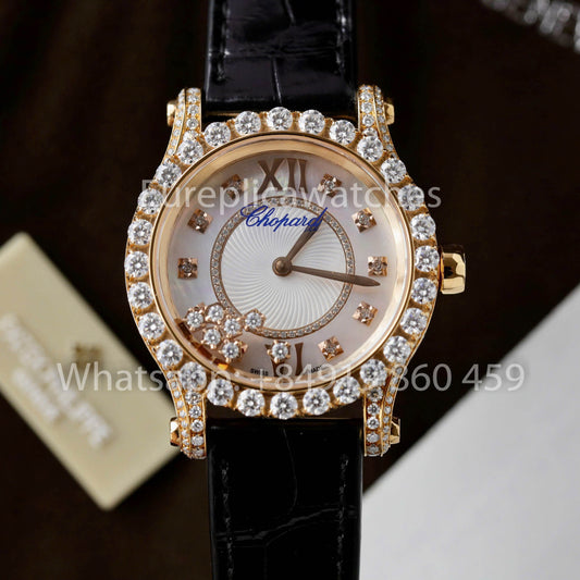 Chopard Happy Sport 274809-5001 Ювелирное изделие 1:1 Лучший клон Custom с муассанитом и золотом