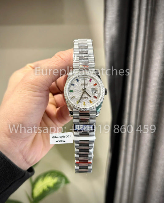롤렉스 Day-Date 36 Ref: m128396tbr-0006 Platium 1:1 Best Clone QF 팩토리 Custom Watch
