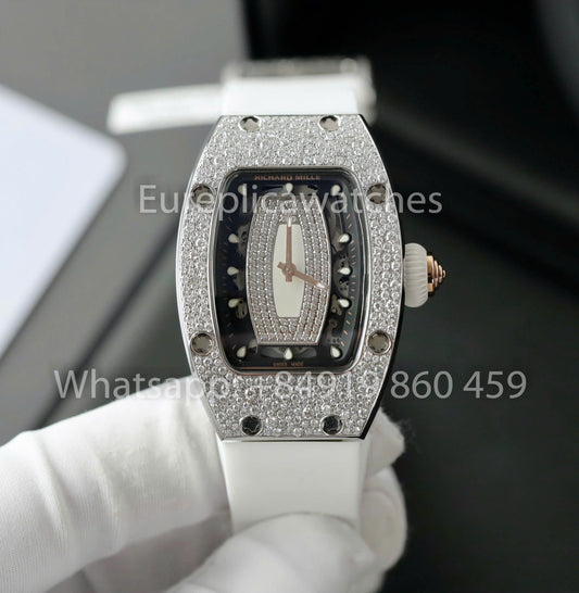Richard Mille RM 07-01 1:1 Best Clone RM 팩토리 Custom Moissanite Stone 화이트 Strap
