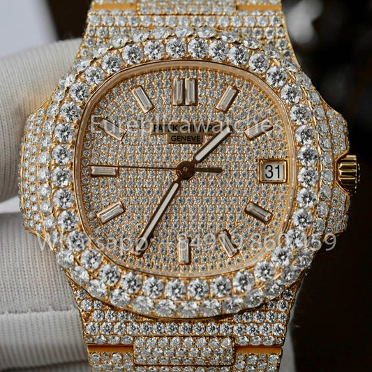파텍 필립 노틸러스 5711 Full Iced Out – 1:1 Best Clone Moissanite dial