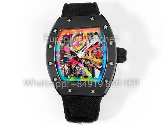 RICHARD MILLE RM 68-01 투르비용 Cyril Kongo Watch 1:1 Best Clone RM 팩토리 블랙 Case Velcro Strap