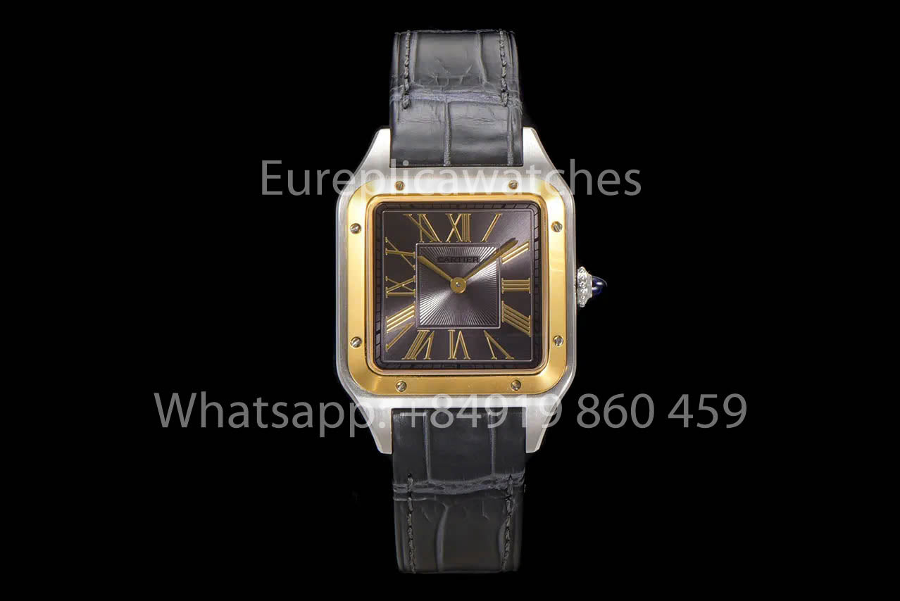 Cartier Santos-Dumont W2SA0015 1:1 Best Clone F1 팩토리 그레이 다이얼 옐로 골드 Bezel