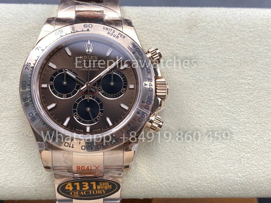 롤렉스 كوزموغراف 데이토나 M126505-0005 QF 팩토리 1:1 베스트 버전 قرص الشوكولاتة 로즈 골드